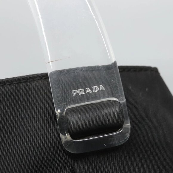 PRADA Hand Bag Nylon Plastic Black Silver Auth 129008 - Picture 10 of 14